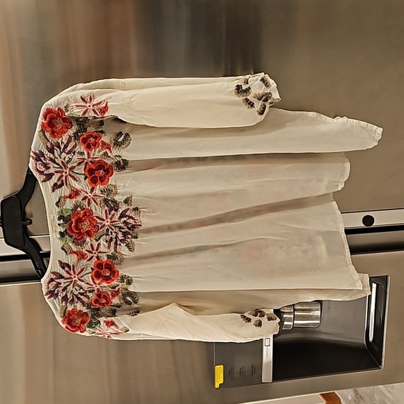 💕JOHNNY WAS💕 Leopard Rose Blouse ~ Embroidered Floral Tunic Shell Small - Picture 7 of 13